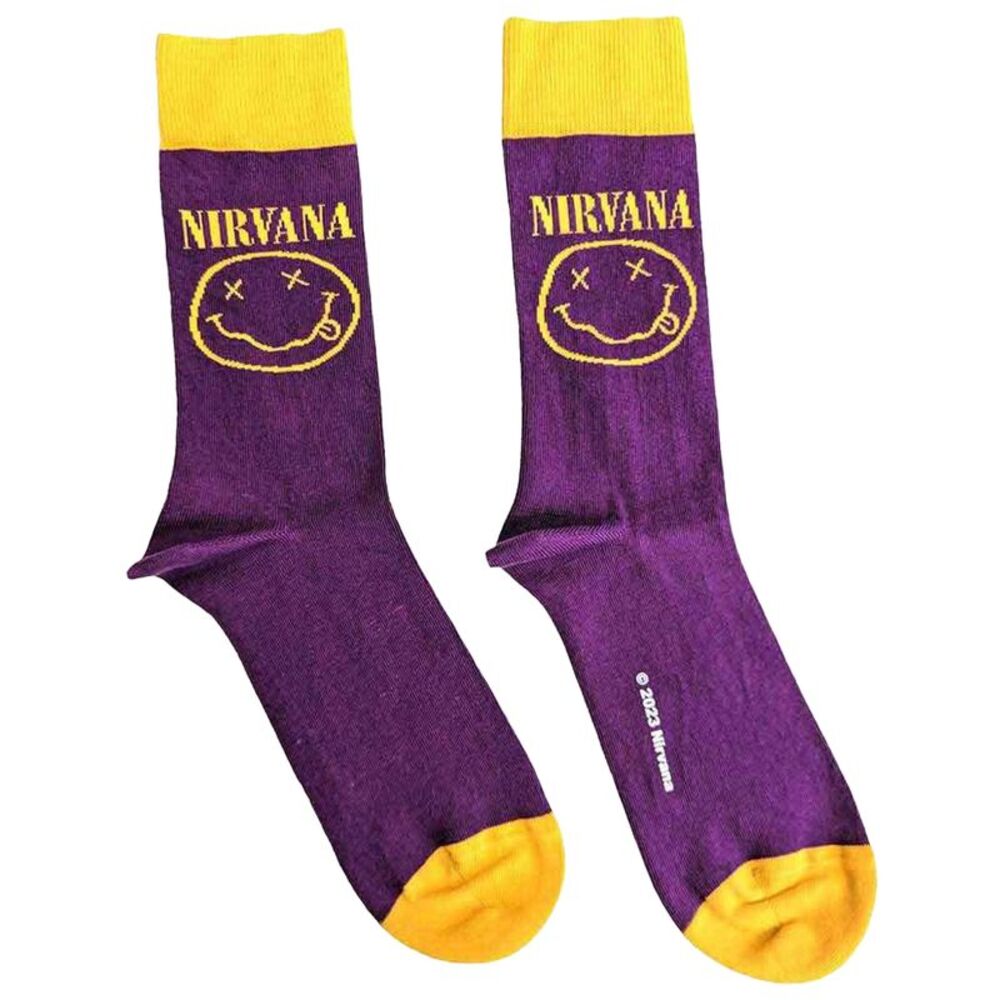 Nirvana Unisex Adult Happy Face Ankle Socks / Purple